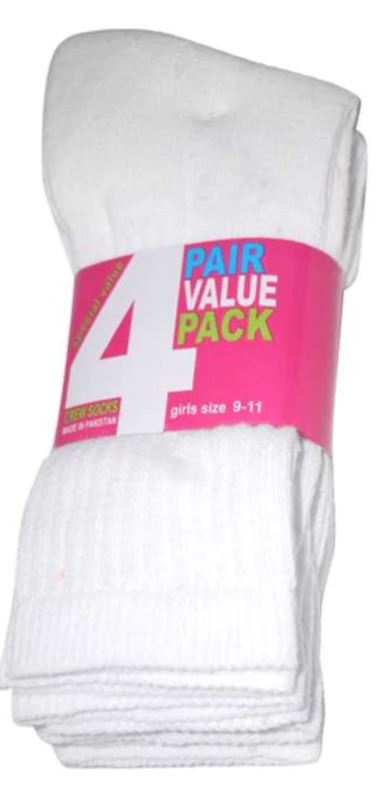 Girl's Crew Socks (4 Pack)